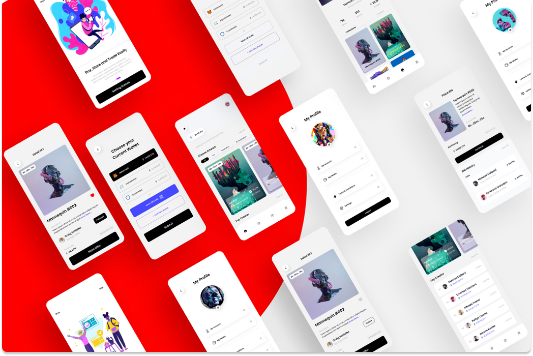 Hasil karya NFT App Mobile Design belajar di BuildWithAngga